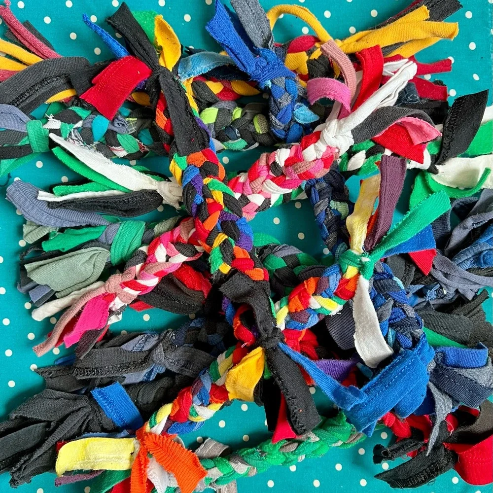 Colorful Dog Tug Toy - Braided Upcycled